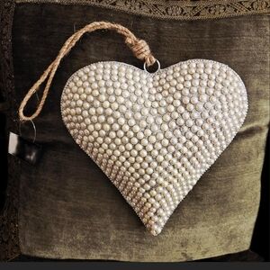Pearl Embellished Heart Ornament Hanging Decoration Valentine's Gift 8.5" X 8.5"
